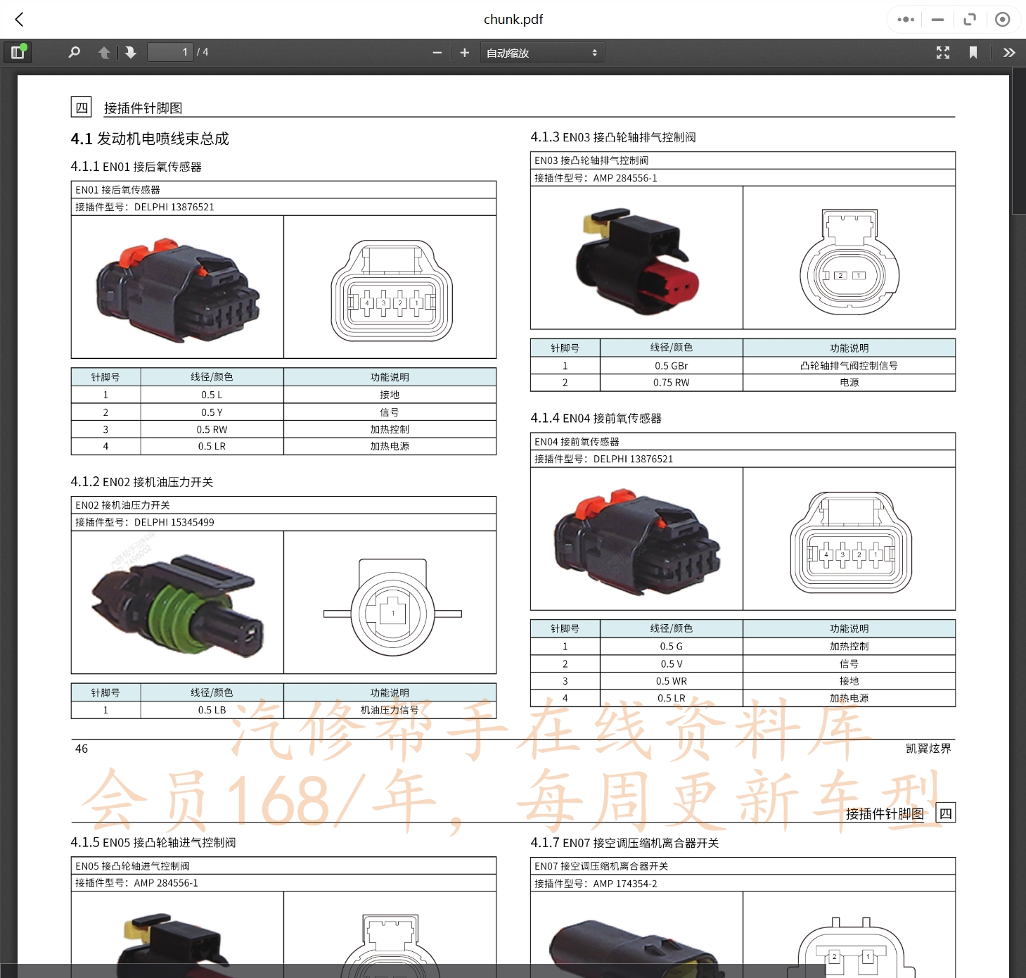 2014-2020年款凱翼汽車維修手冊和電路圖線路接線圖資料更新汽修幫手資料庫